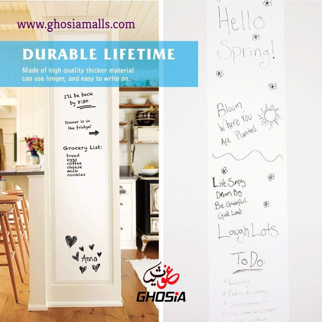 Adhesive Whiteboard Sticker With 2 Markers ( 36 inch x 15 inch ) Whiteboard Wall Sticker - Ghosia Mall's