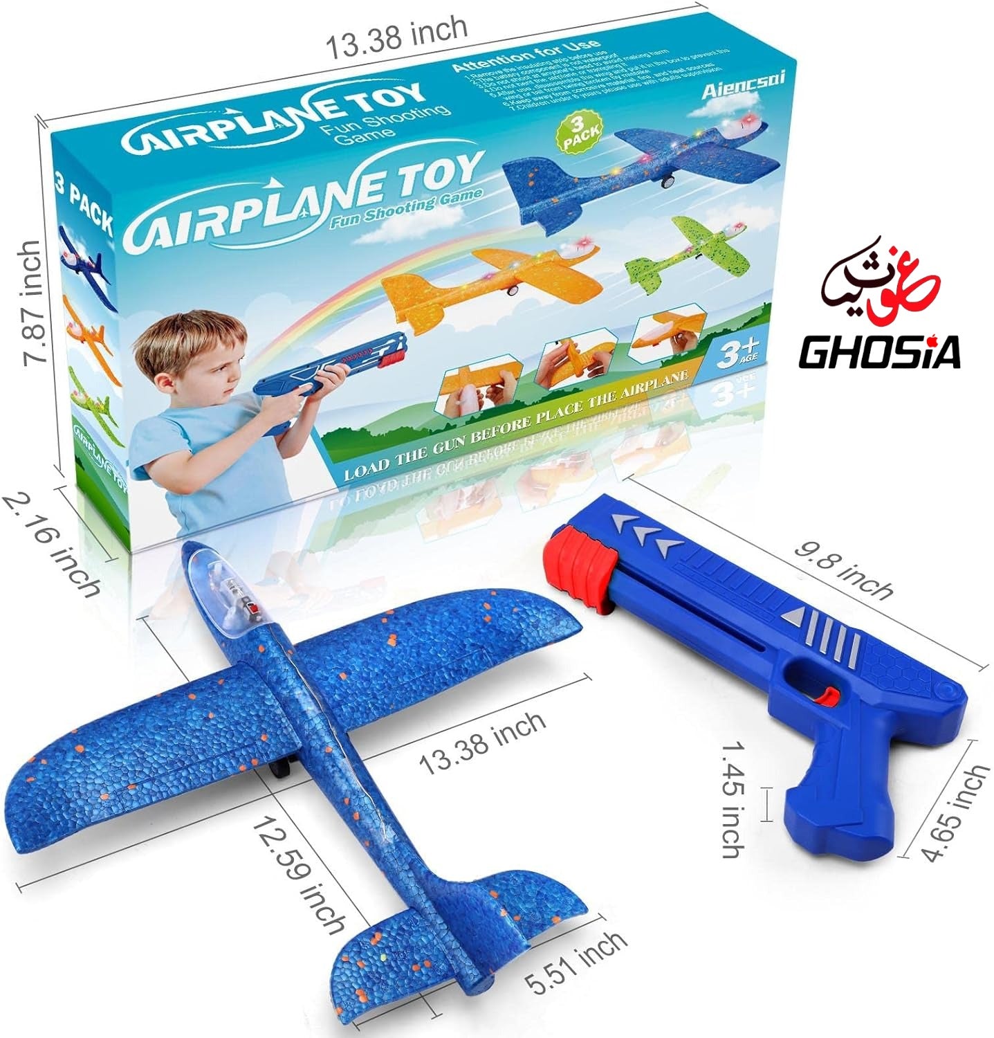LED Foam Glider Catapult Plane Toy for Kids | 2 Flight Modes | Outdoor Flying Fun Airplane Launcher - Ghosia Mall's