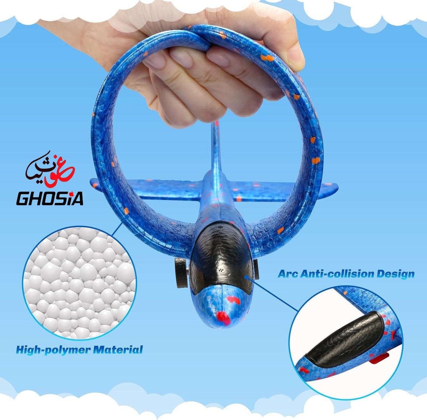 LED Foam Glider Catapult Plane Toy for Kids | 2 Flight Modes | Outdoor Flying Fun Airplane Launcher - Ghosia Mall's