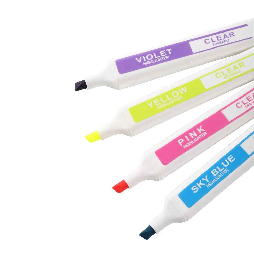 Erasable Highlighter Twin Head 6pcs Set Marker Pen Light Pen Drawing Fine Point Erasable Highlighter Pen Art Supplies (Set of 6, Multicolor) - Ghosia Mall's