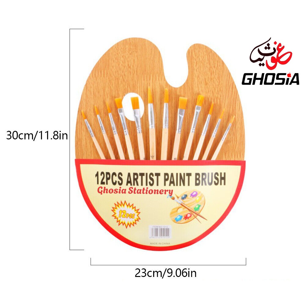 12 Paint Brushes Set With Color Mixing Palette Watercolor Brushes Painting Brushes Painting Brushes Acrylic Painting Brushes With Palette - Ghosia Mall's