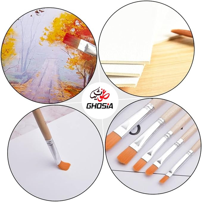 12 Paint Brushes Set With Color Mixing Palette Watercolor Brushes Painting Brushes Painting Brushes Acrylic Painting Brushes With Palette - Ghosia Mall's