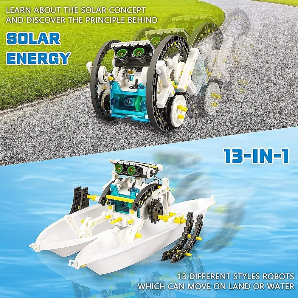 Solar Robot 14 in 1 DIY Educational Kit Build Your Own Robot Kit Powered by the Sun Dynamic Robot Toy - Ghosia Mall's