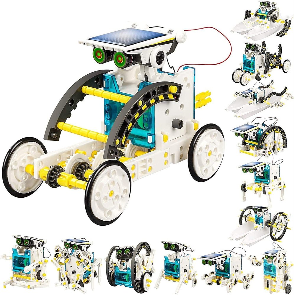 Solar Robot 14 in 1 DIY Educational Kit Build Your Own Robot Kit Powered by the Sun Dynamic Robot Toy - Ghosia Mall's