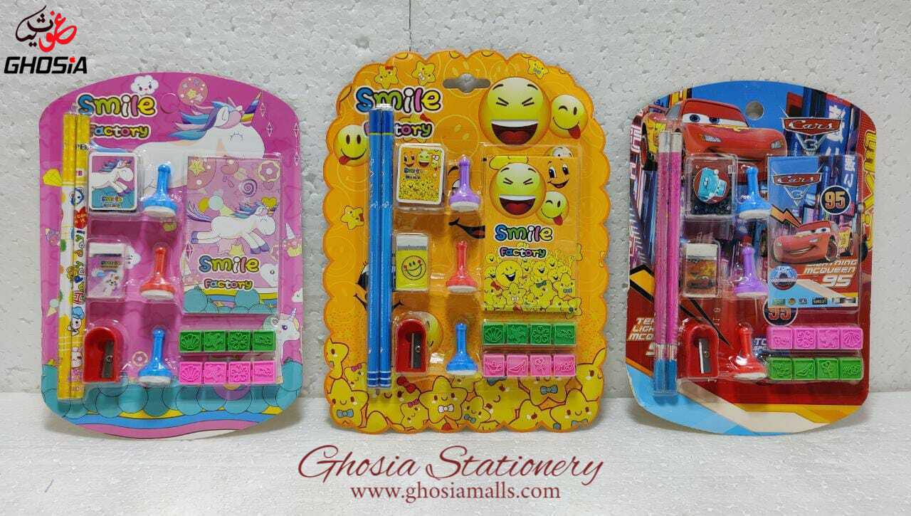 Kids Mixed Stationery Set With Cute Shape Stamps Children Stationery & Stamp Set - Ghosia Mall's