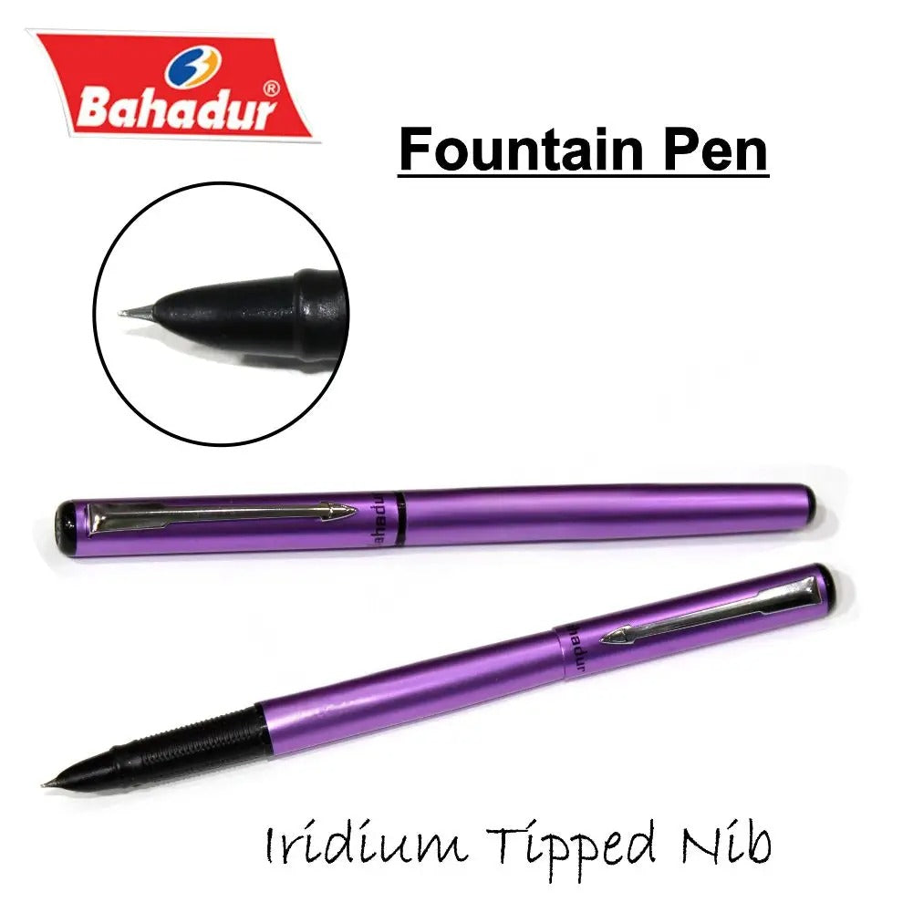 Classic Design Slim & Sleek Body Bahadur Classic Fountain Pen Colorful Body Fine Nib Fountain Pen - Ghosia Mall's