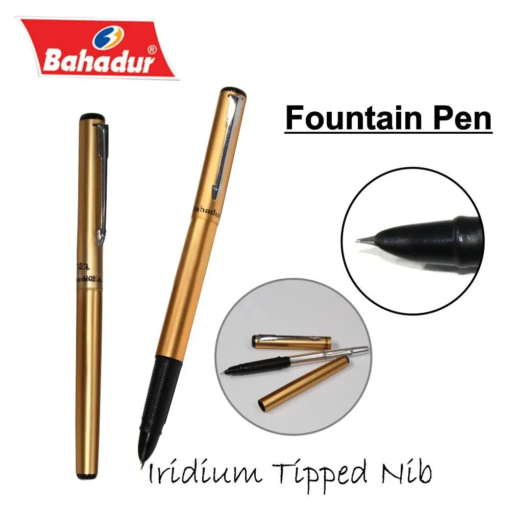 Classic Design Slim & Sleek Body Bahadur Classic Fountain Pen Colorful Body Fine Nib Fountain Pen - Ghosia Mall's