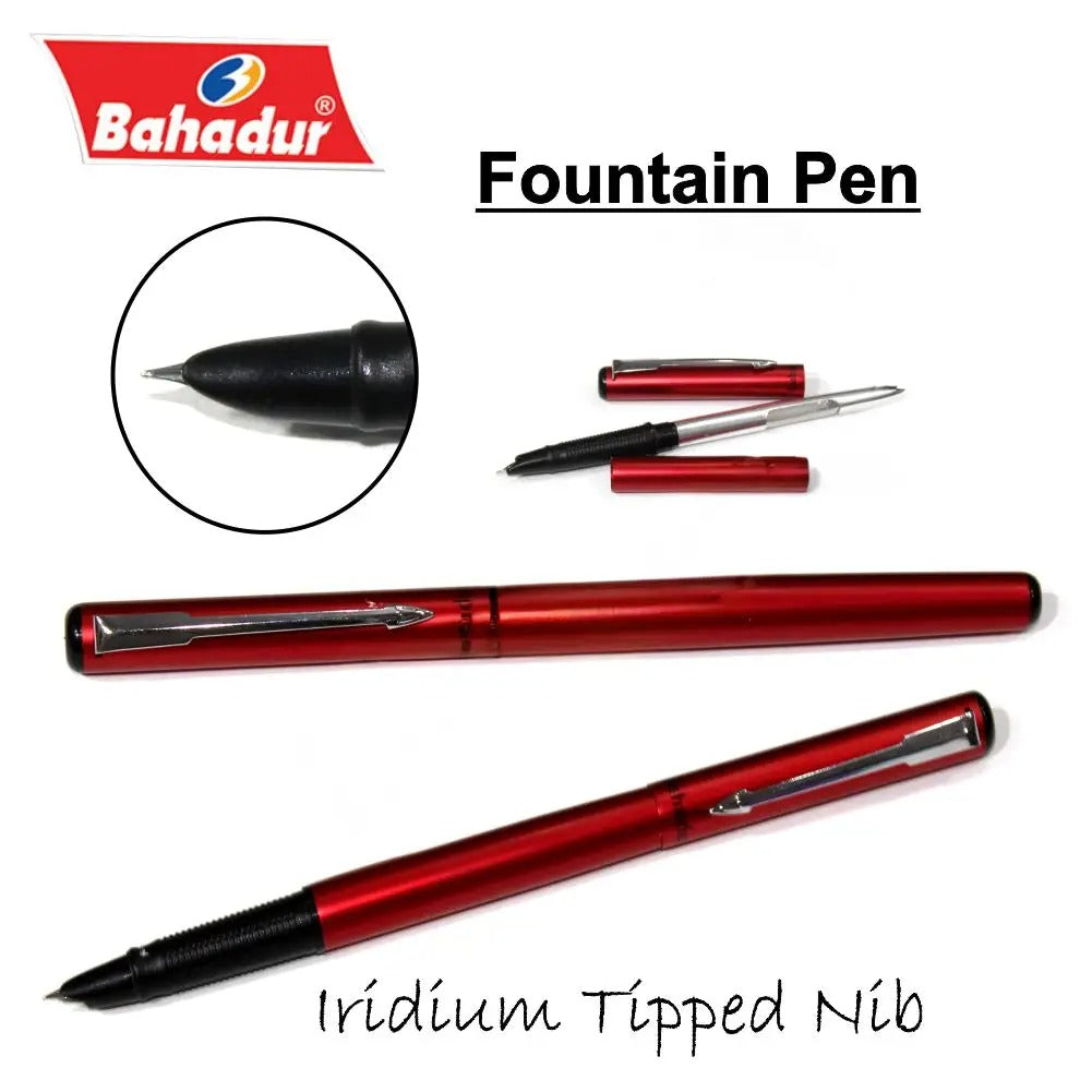 Classic Design Slim & Sleek Body Bahadur Classic Fountain Pen Colorful Body Fine Nib Fountain Pen - Ghosia Mall's