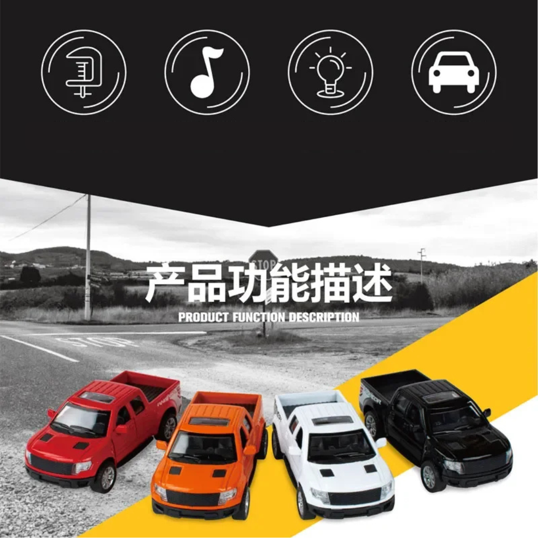 Alloy Die Cast Metal Pickup Off Road Model Toy Simulation Car Sound Light Pull Back Toys Car For Children - Ghosia Mall's