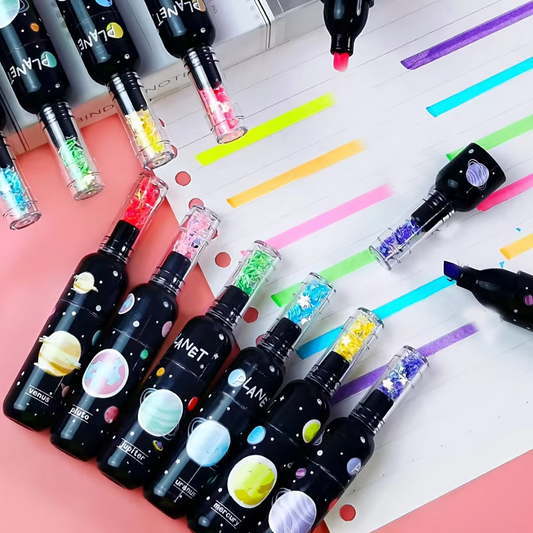 Cute Planet Wine Bottle Mini Highlighter Marker 6 Pcs Set Drawing Fluorescent Marker - Ghosia Mall's