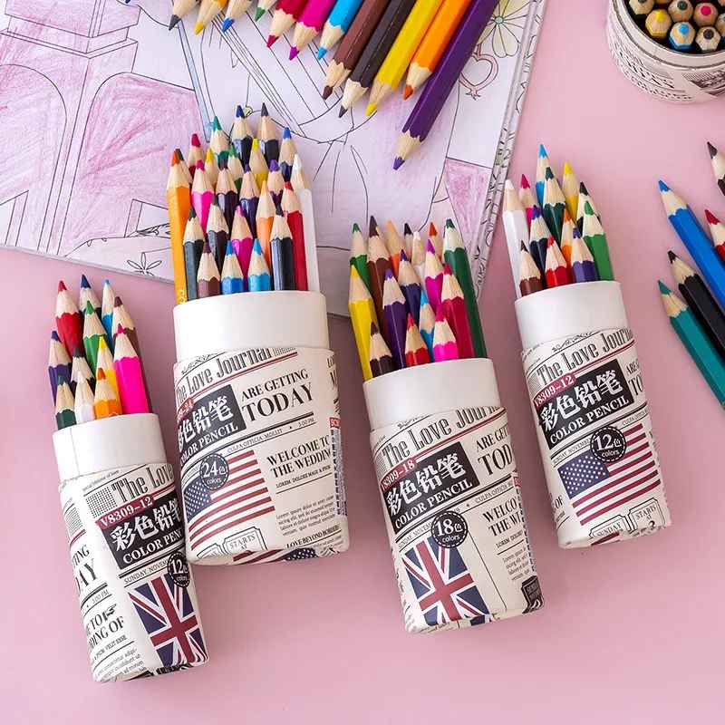 Lovely Pencil Colors Set Wedding Journal Edition 24 Wooden Pencil Colors Set Lovely Colors Set SCM V8309-24 - Ghosia Mall's