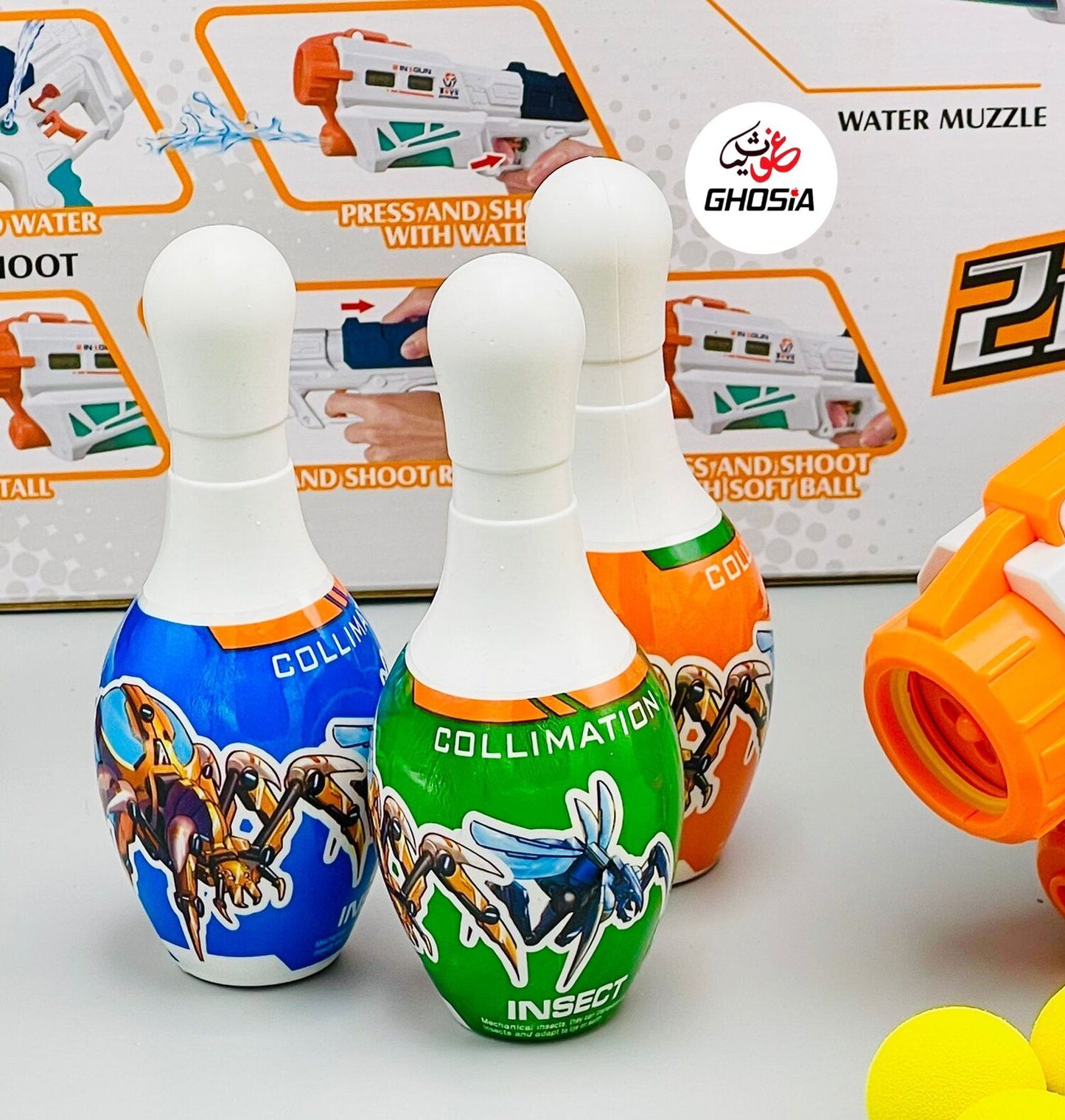 Toy Gun 2 in 1 Magic Blaster Ball Shooter Gun and Water Shooting Toys for Kids With Target Pins Action Toys For Kids - Ghosia Mall's