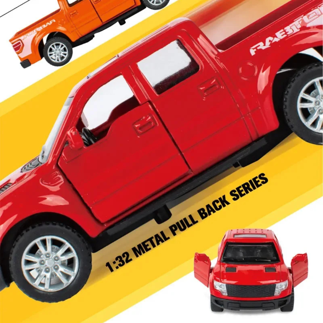 Alloy Die Cast Metal Pickup Off Road Model Toy Simulation Car Sound Light Pull Back Toys Car For Children - Ghosia Mall's