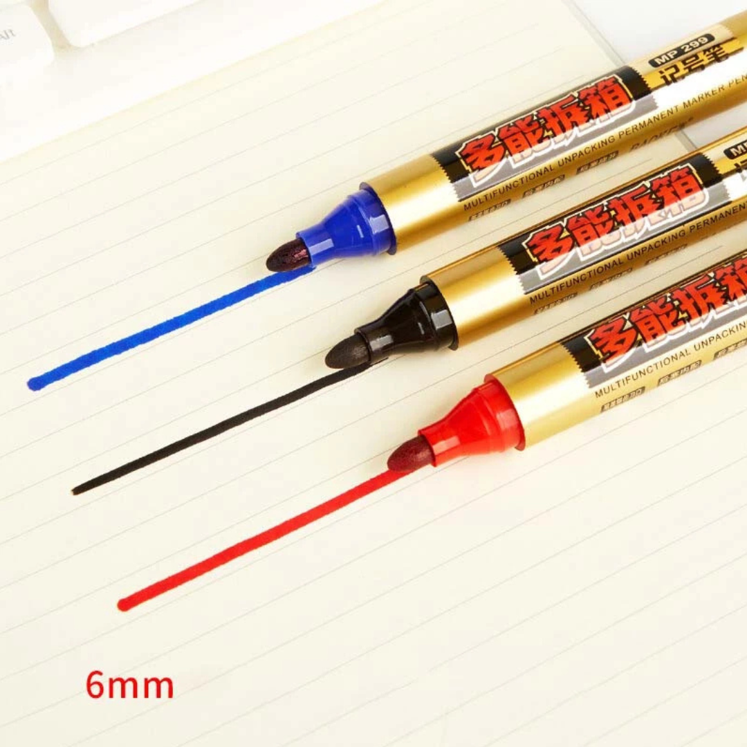 Multi-function Unpacking Marker Pen Set of 3 Permanent Marker Original Branded Baoke Set of 3 Permanent Markers With Unboxing Function - Ghosia Mall's
