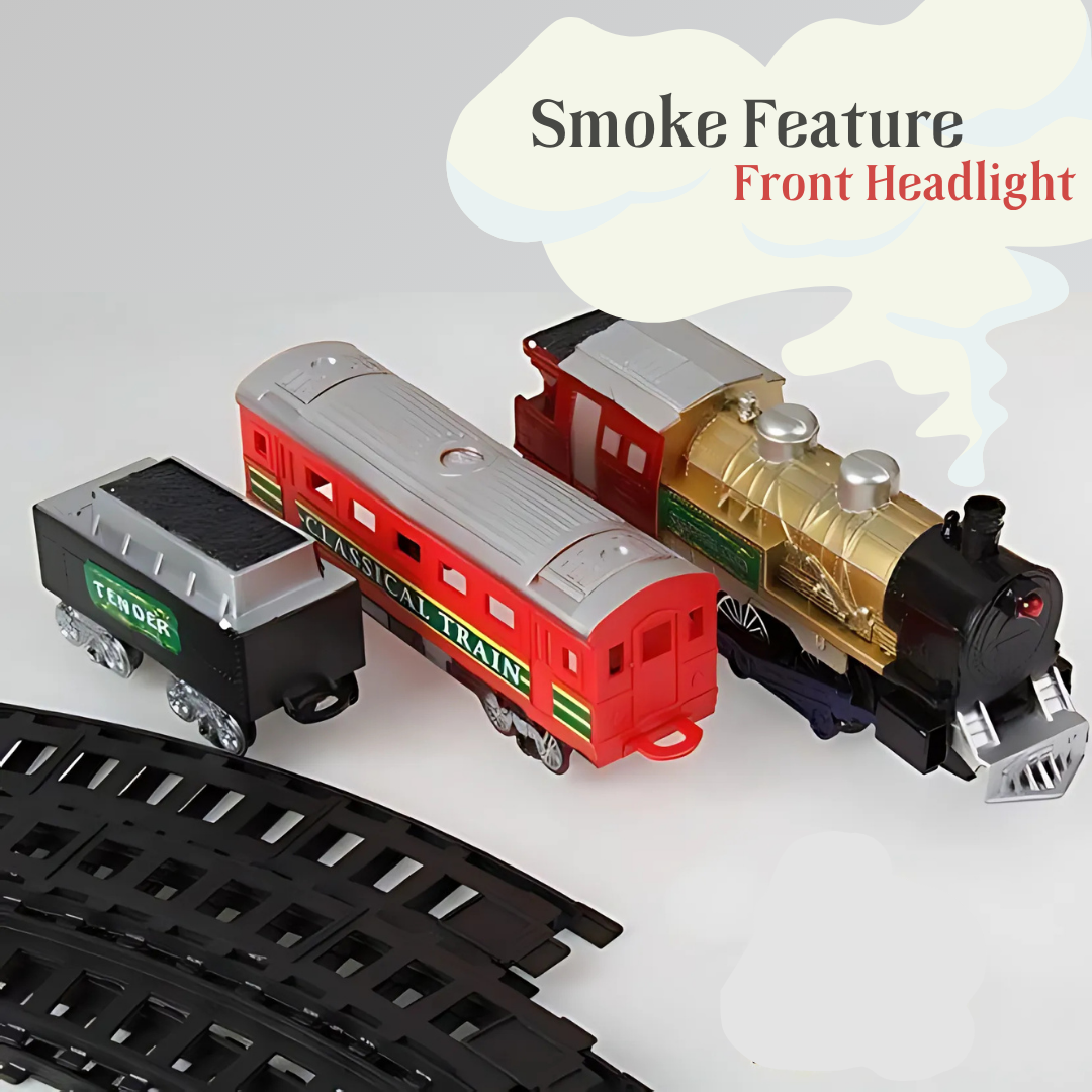 Classic Train Set With Smoke Effect & Head Light | Railway Train Toy Set For Kids - Ghosia Mall's