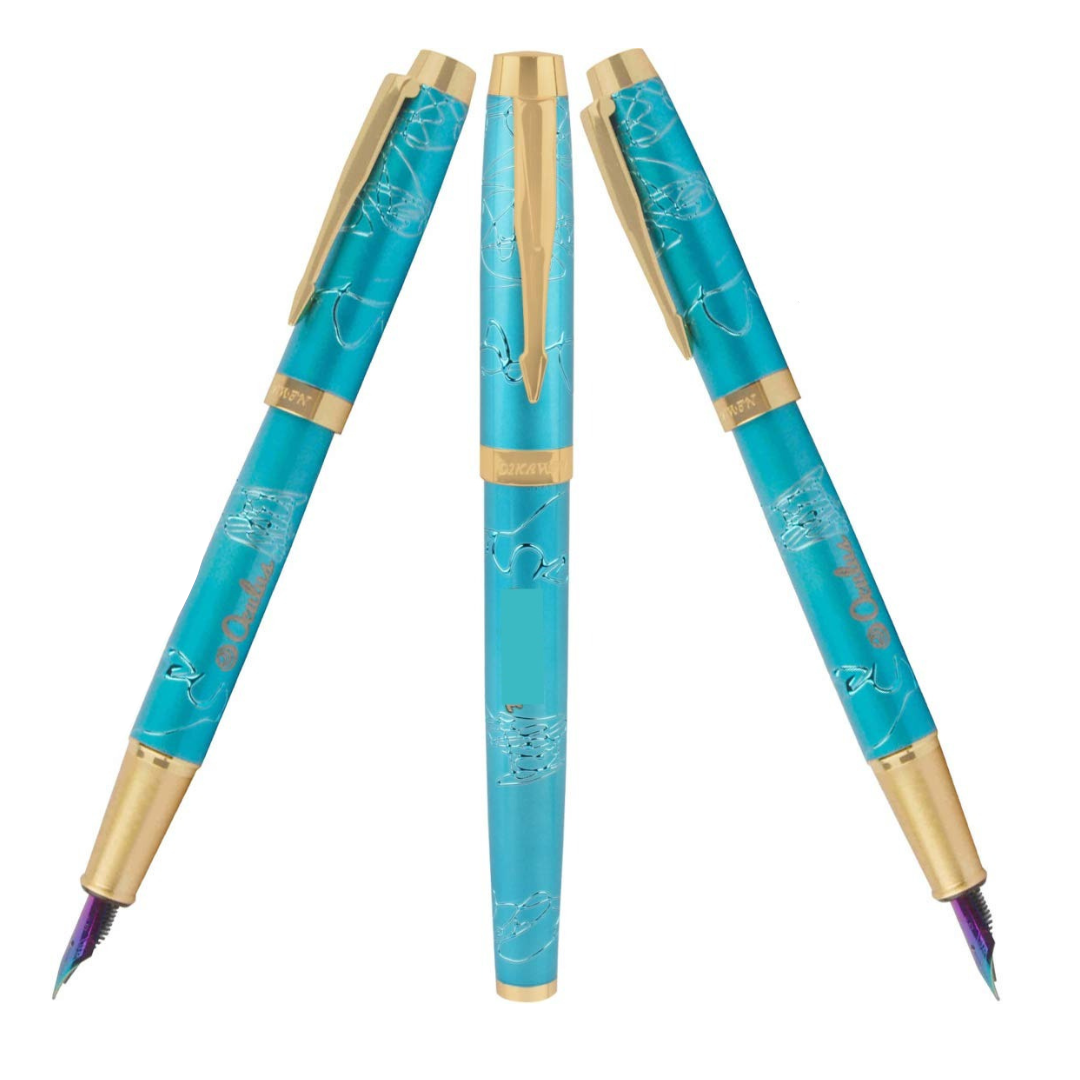 DIKAWEN Branded Fountain Pen Carved Design Full Metal Body Luxury Style Heavy Body Fountain Pen - Ghosia Mall's