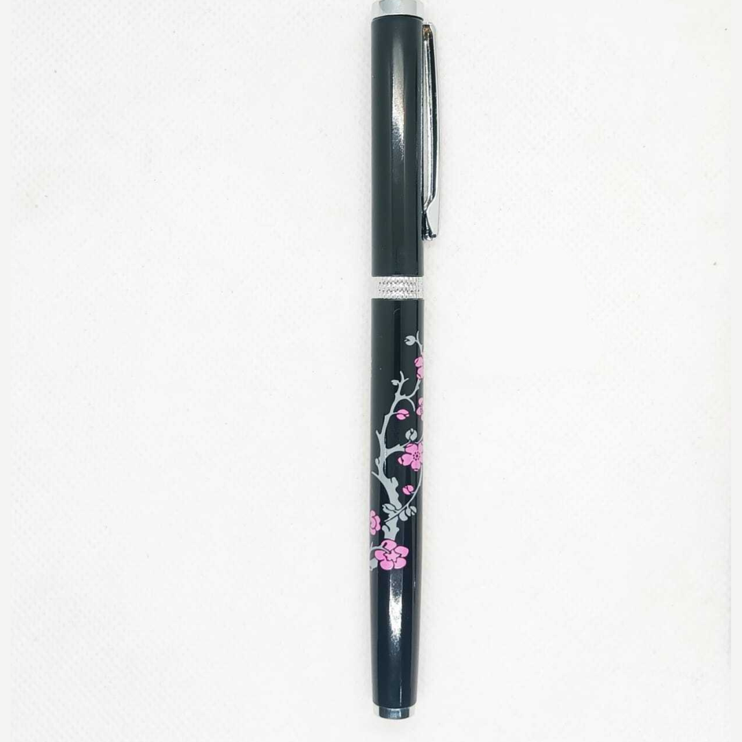 Classical Floral Design Full Metallic Fountain Pen-Black Mingao Fancy Style Smooth Writing Fountain Pen Sleek Body Ink Pen Perfect Stationery Gifts - Ghosia Mall's