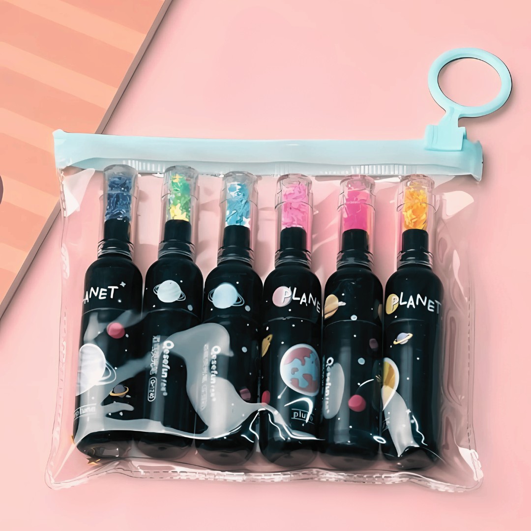 Cute Planet Wine Bottle Mini Highlighter Marker 6 Pcs Set Drawing Fluorescent Marker - Ghosia Mall's