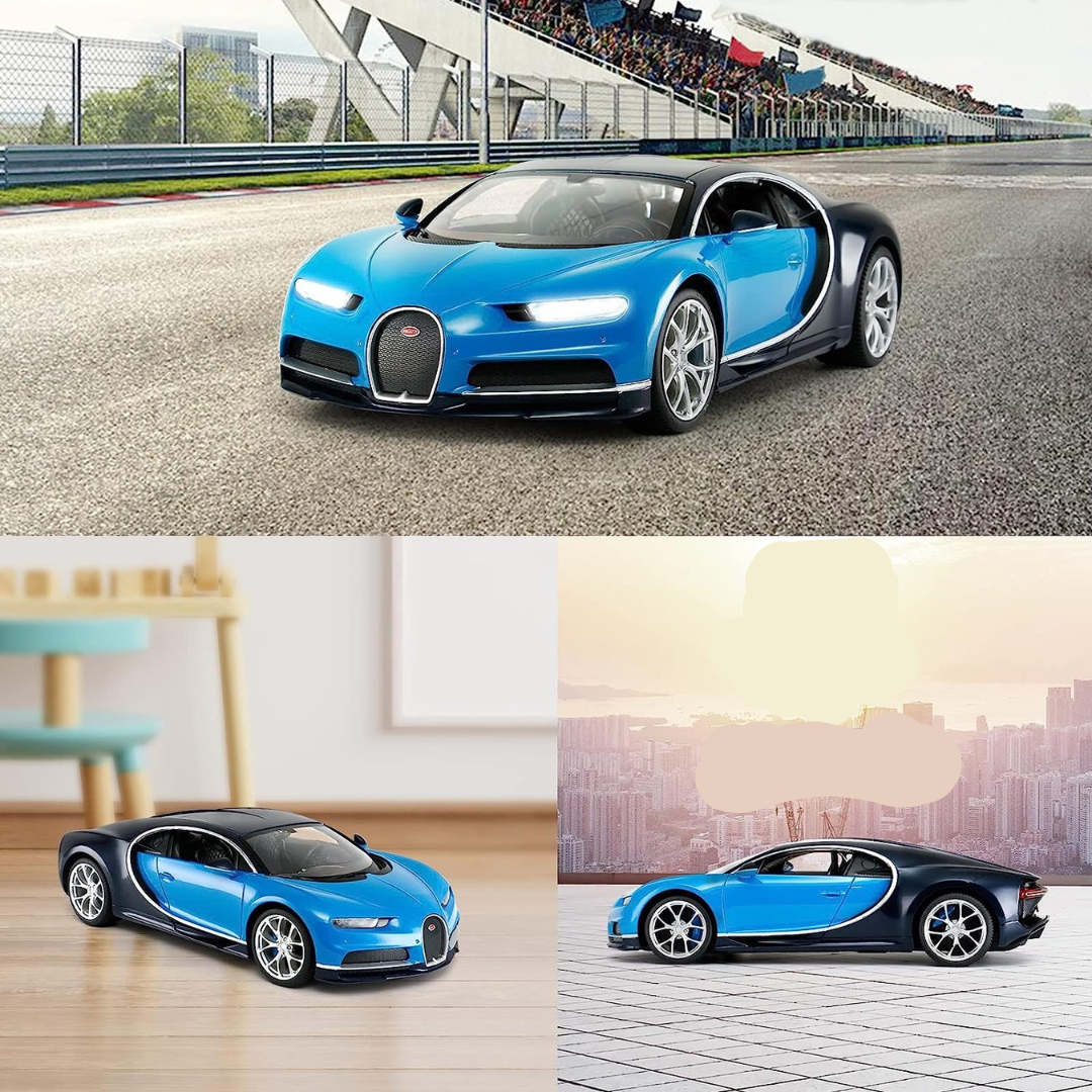 Remote Control Die cast Bugatti Sports Car | 1:22 Scal Battery Operated Wireless Blue Sports Car - Ghosia Mall's