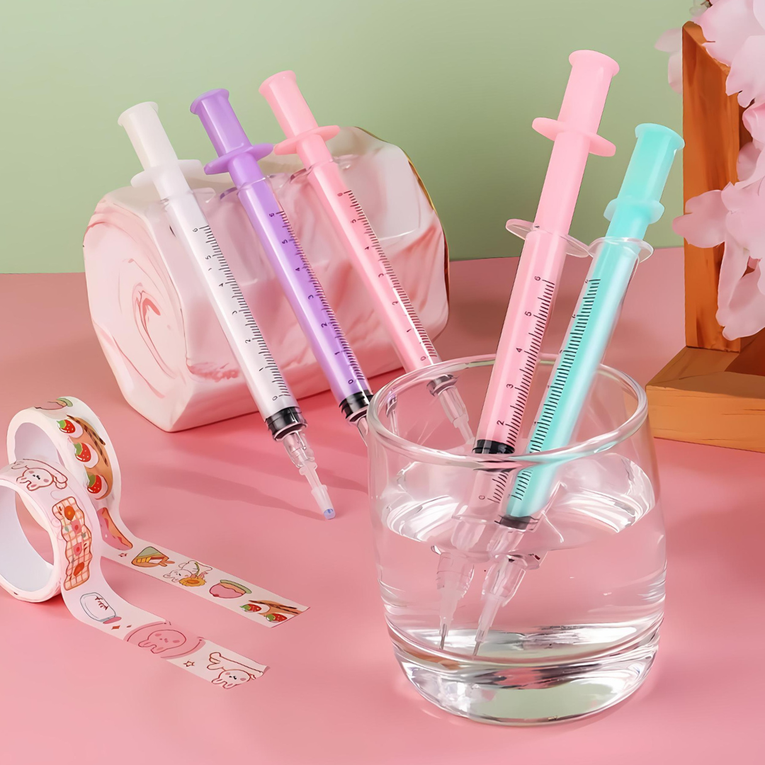 Colorful Unique Style Fountain Pens For Stationery Lovers Syringe Style Pen With Colorful Body Smooth Ink Flow Fountain Pen With Cartridge - Ghosia Mall's