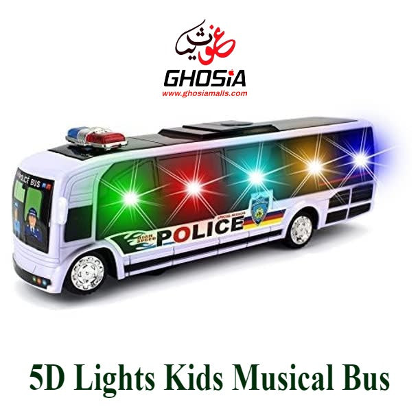 Toy Street Police Car Bus With Siren And 5D Light Police Bus Toy Bus Bump & Go Police Car Bus For Kids - Ghosia Mall's