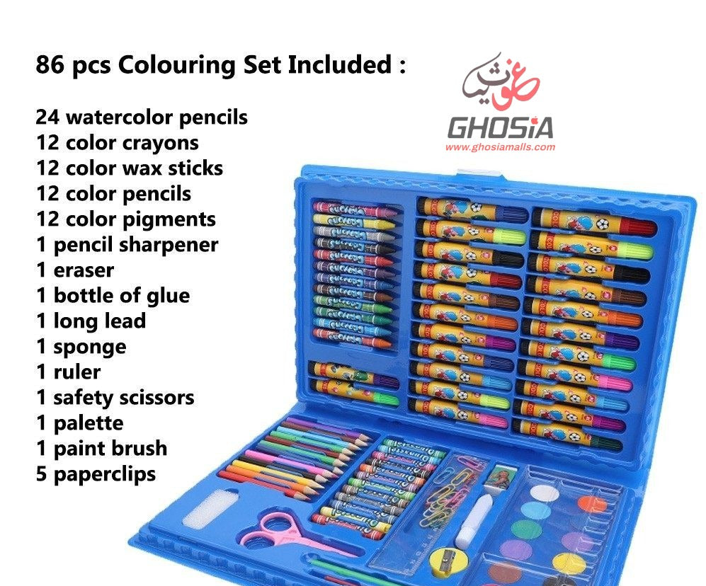 Drawing Art Kits 86 Pcs Arts & Crafting Kit Oil Pastels, Crayons, Colored Pencils, Paint Brush, Watercolor Portable Art Supplies - Ghosia Mall's