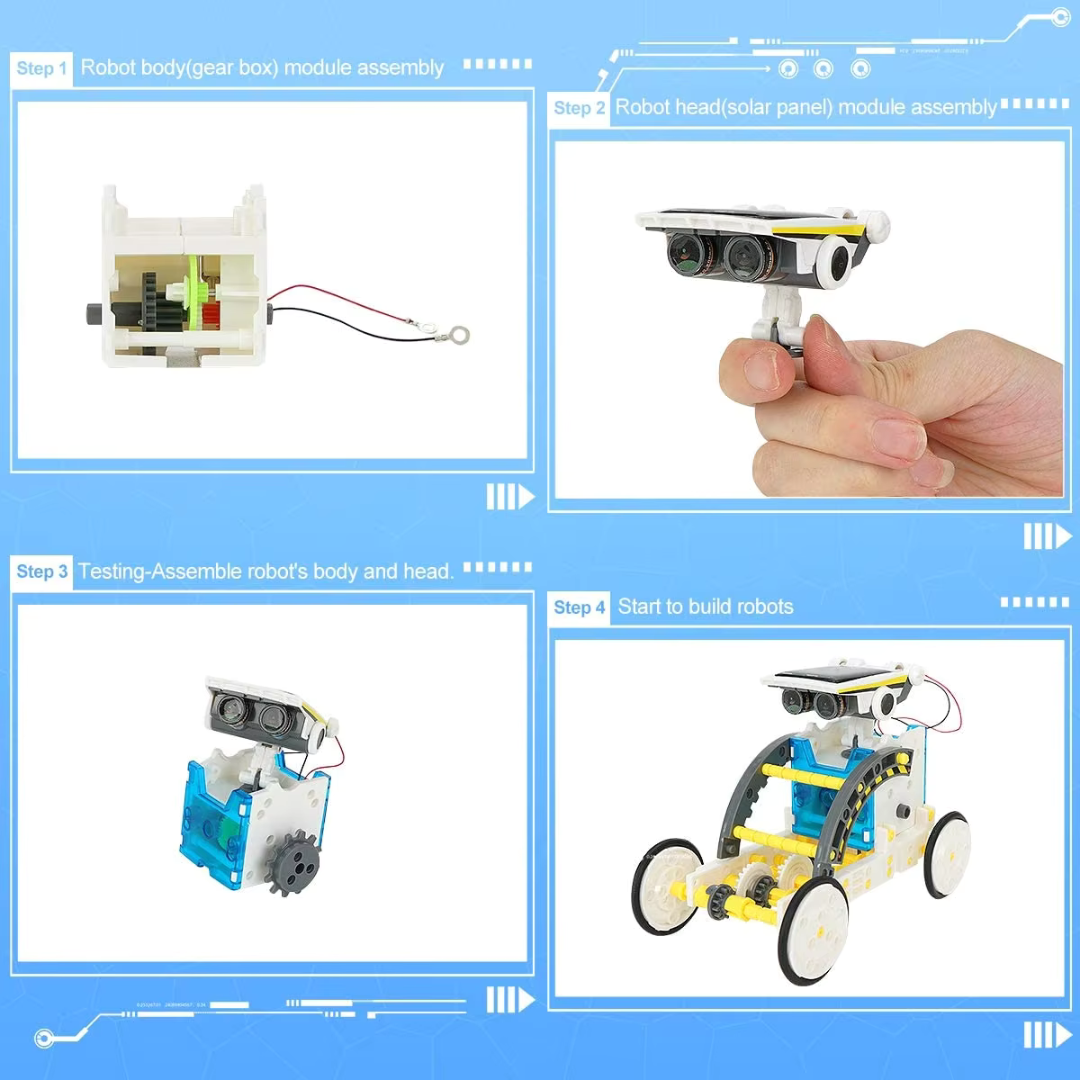 Solar Robot 14 in 1 DIY Educational Kit Build Your Own Robot Kit Powered by the Sun Dynamic Robot Toy - Ghosia Mall's