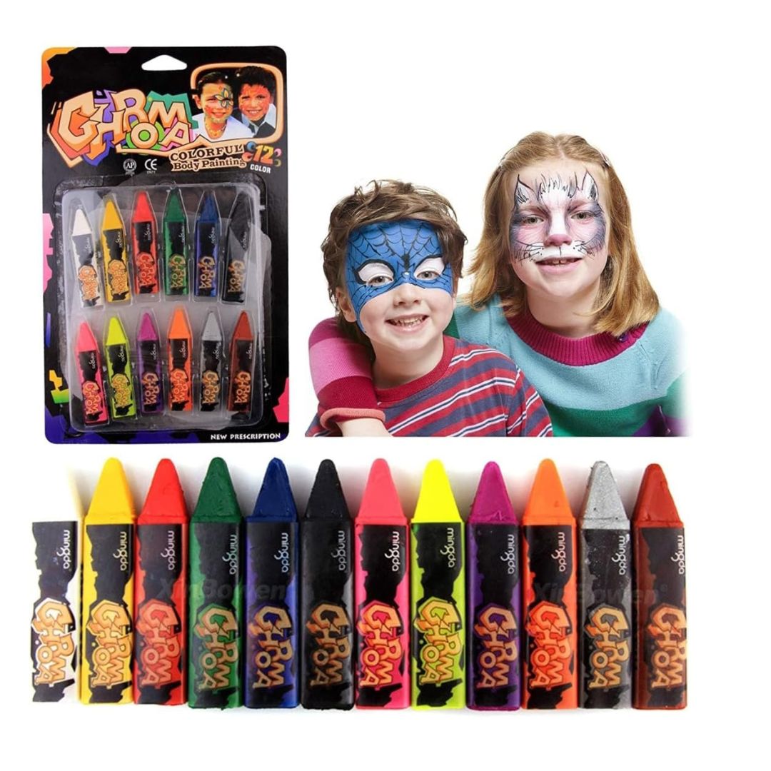 12 Colors Body Paint Crayons Art Painting Pencils Makeup Kids Face Paint - Ghosia Mall's