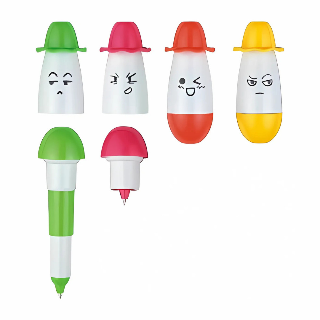 Cartoon Face Foldable Fountain Pen With Smiling Face Cute Cartoon Emoji Pen Refillable Ink Pen - Ghosia Mall's