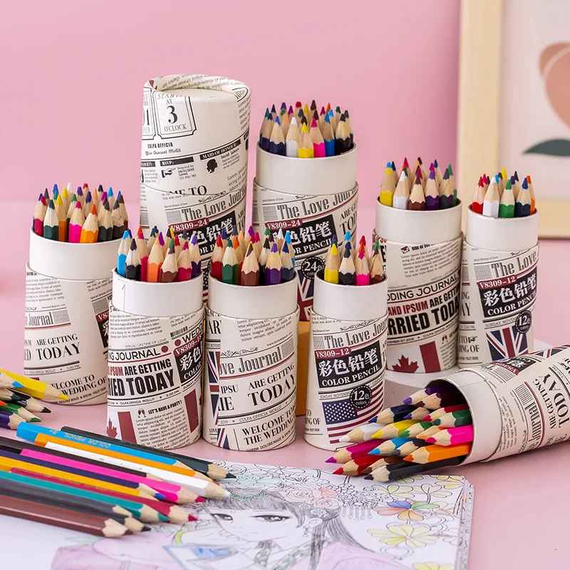 Lovely Pencil Colors Set Wedding Journal Edition 24 Wooden Pencil Colors Set Lovely Colors Set SCM V8309-24 - Ghosia Mall's