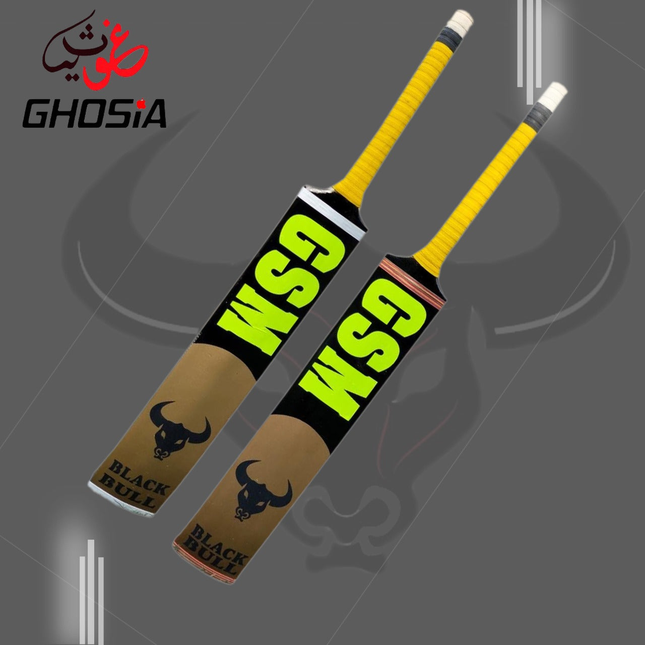 Black Bull Edition Cricket Bat_Ghosia Sports High Quality Wooden Tape Ball Bat With Cover - Ghosia Mall's