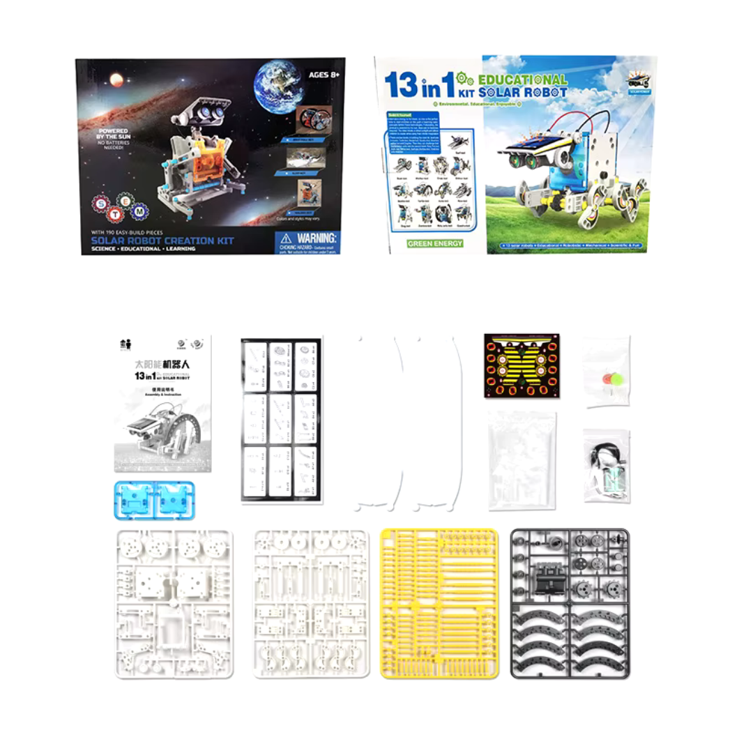 Solar Robot 14 in 1 DIY Educational Kit Build Your Own Robot Kit Powered by the Sun Dynamic Robot Toy - Ghosia Mall's