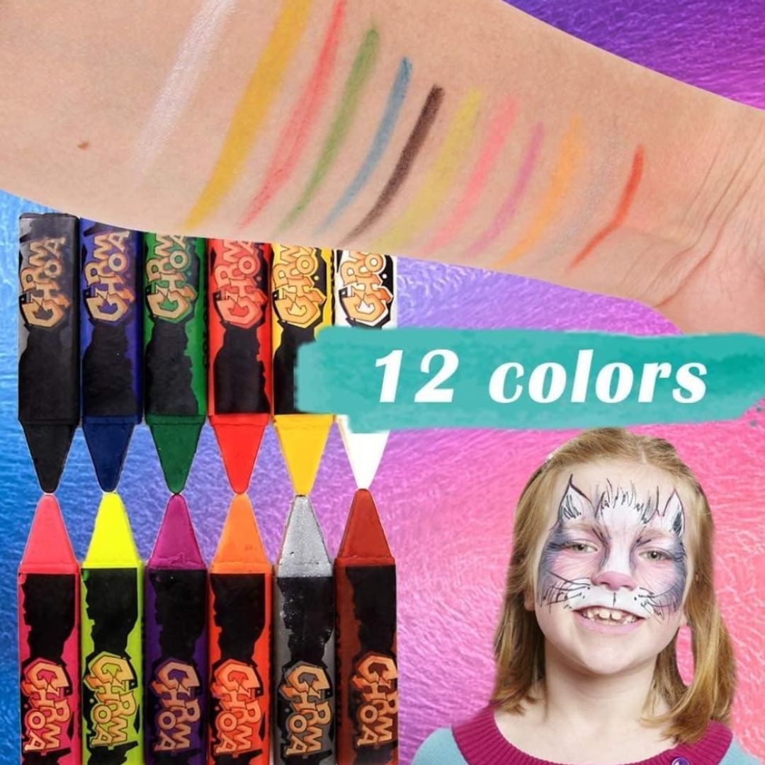 12 Colors Body Paint Crayons Art Painting Pencils Makeup Kids Face Paint - Ghosia Mall's