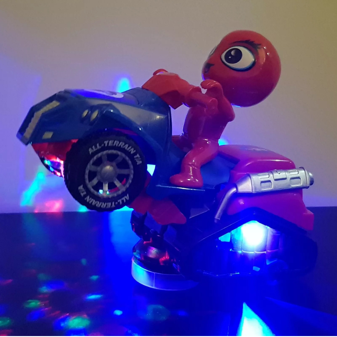 Deformation Motorcycle & Spiderman Toy with Flashing Lights & Music - Ghosia Mall's