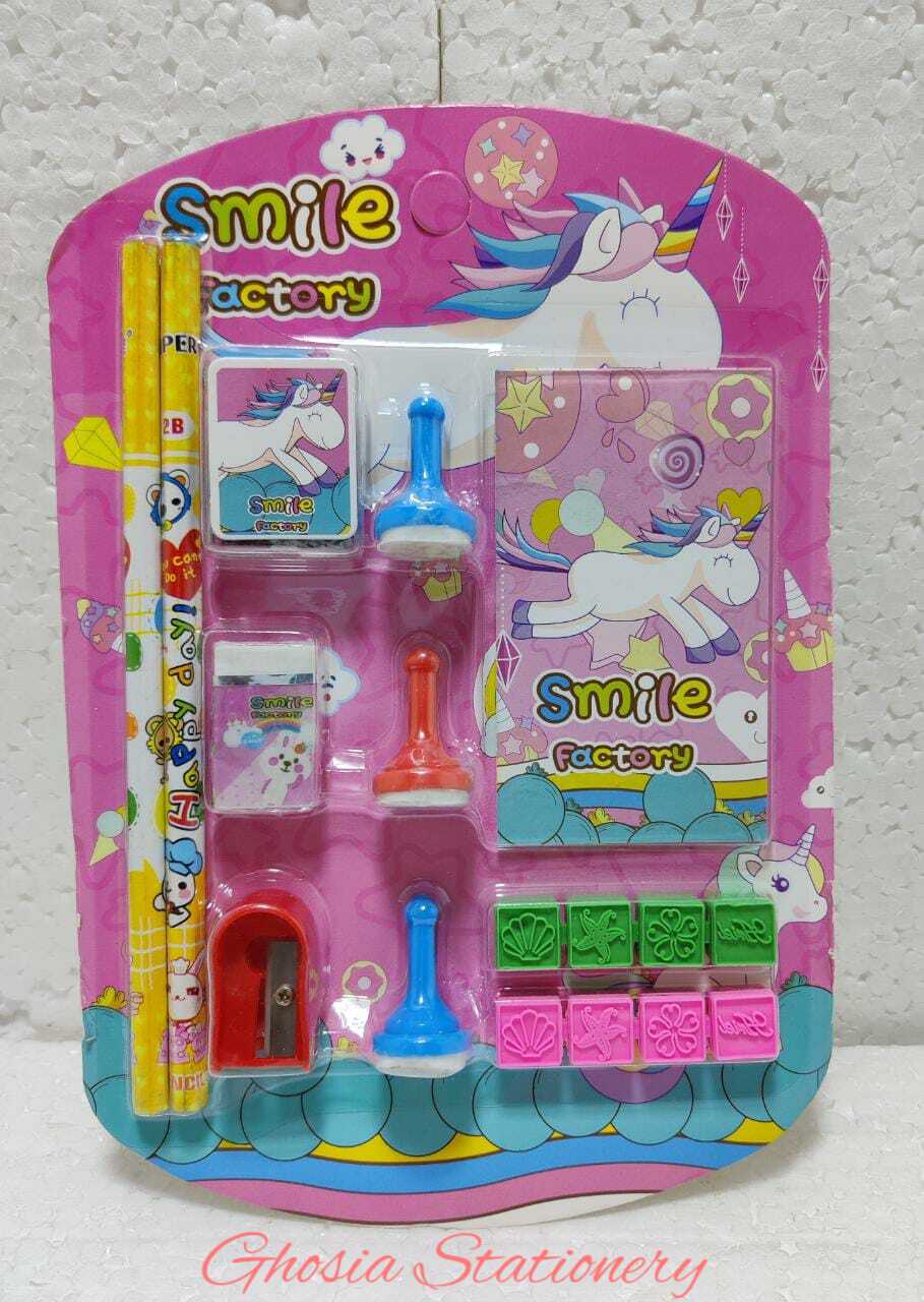 Kids Mixed Stationery Set With Cute Shape Stamps Children Stationery & Stamp Set - Ghosia Mall's