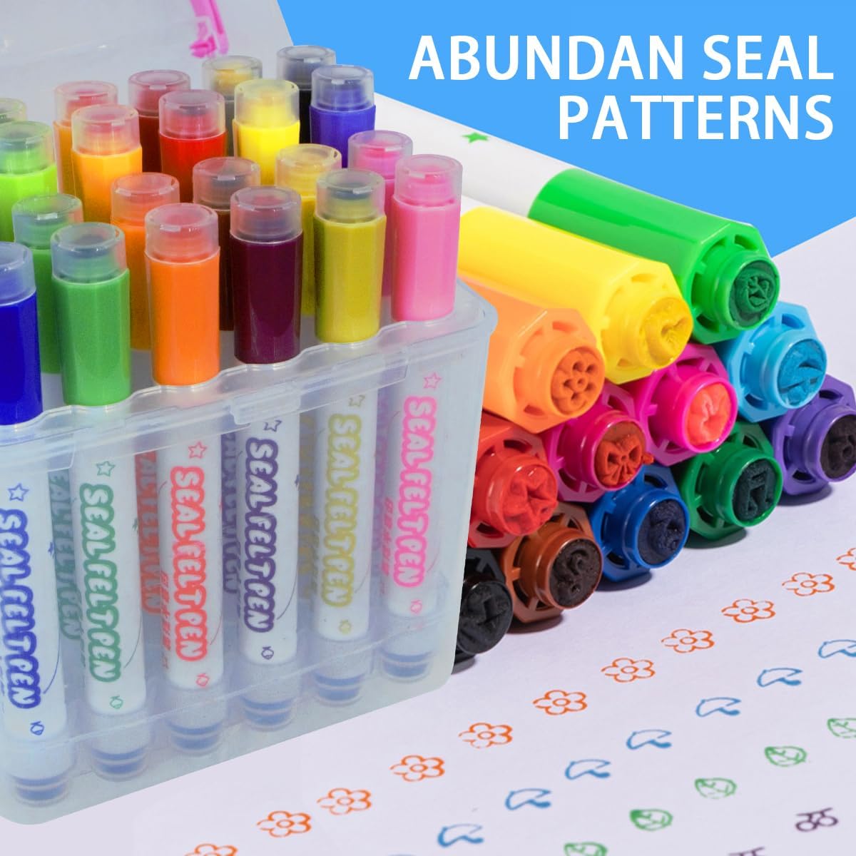Stamp Marker Pen Dual Tips 12 Coloring Pen Set Kids Cute Pattern Marker color Pens - Ghosia Mall's