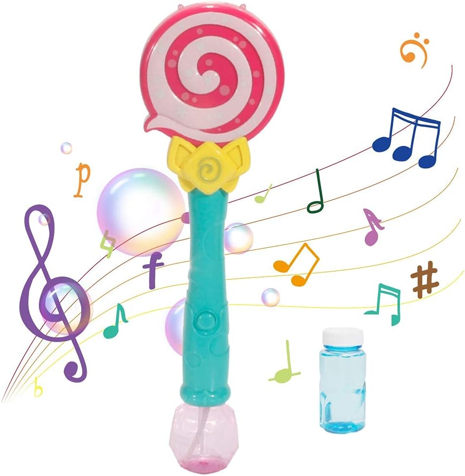 Musical Bubble Wand Flashing Lollipop Bubble Water Wand Plastic Electric Music Light Up Bubble Machine Toy Bubble sticks - Ghosia Mall's