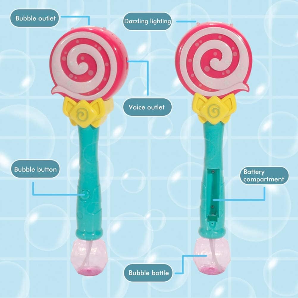 Musical Bubble Wand Flashing Lollipop Bubble Water Wand Plastic Electric Music Light Up Bubble Machine Toy Bubble sticks - Ghosia Mall's