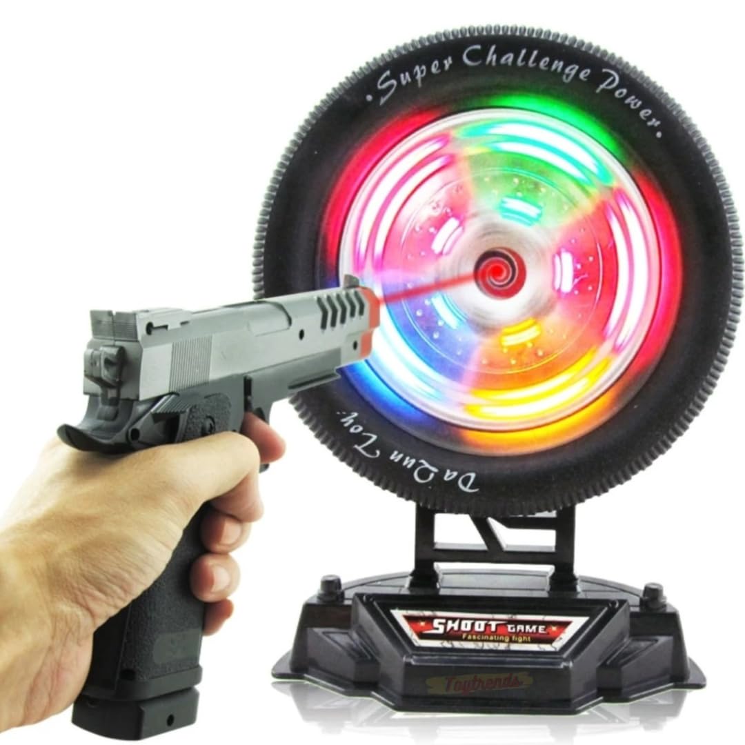 Wheel Shooting Game Laser Target Infrared Gun Toy with Music and Lights, Shooting Game for Kids - Ghosia Mall's