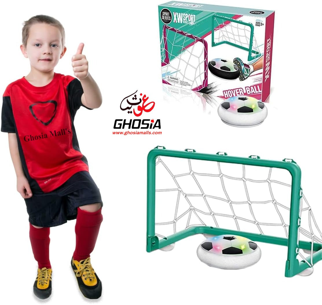 Floating Football With 2 Goal Posts Colorful Light Up Football Game Set Indoor Sports Game - Ghosia Mall's