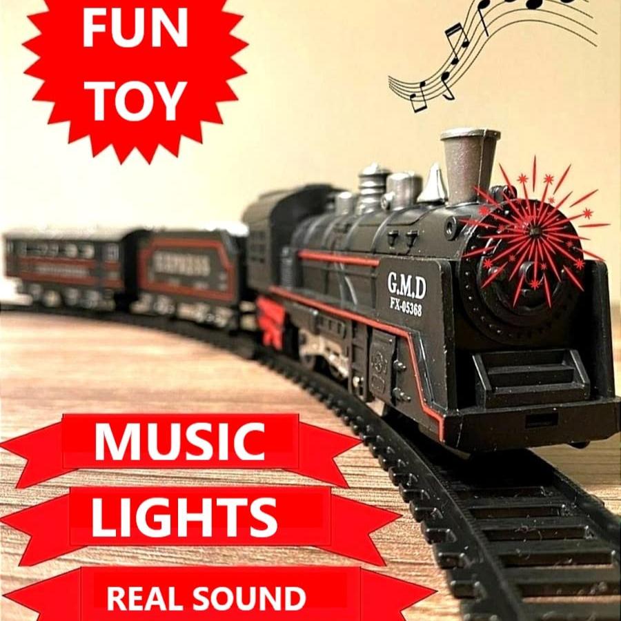 Battery Operated Simulation Electric Train & Train Set with Bright Headlight Wide Track Railway Set - Ghosia Mall's