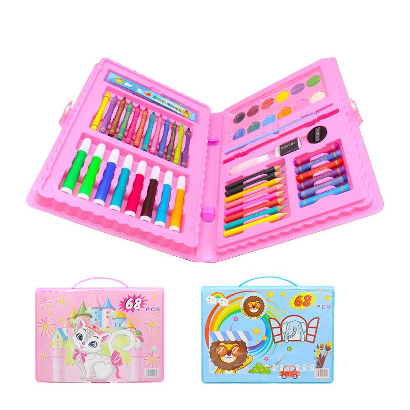 Drawing Art Kit 68 Pcs Arts & Craft Set Oil Pastels, Crayons, Colored Pencils, Paint Brush, Watercolor Cakes, Portable Art Supplies - Ghosia Mall's