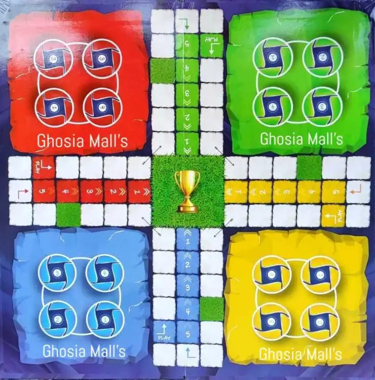 Multicolor Special Ludo for Six Players, 18 x 18 inch Size , Foldable & Two Sided Ludo - Ghosia Mall's