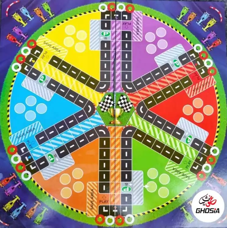Multicolor Special Ludo for Six Players, 18 x 18 inch Size , Foldable & Two Sided Ludo - Ghosia Mall's