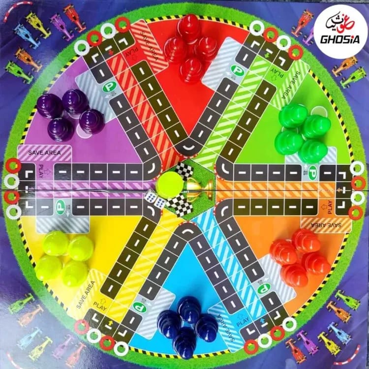 Multicolor Special Ludo for Six Players, 18 x 18 inch Size , Foldable & Two Sided Ludo - Ghosia Mall's