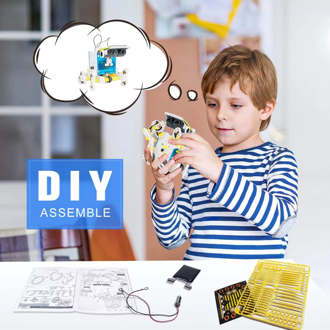 Solar Robot 14 in 1 DIY Educational Kit Build Your Own Robot Kit Powered by the Sun Dynamic Robot Toy - Ghosia Mall's