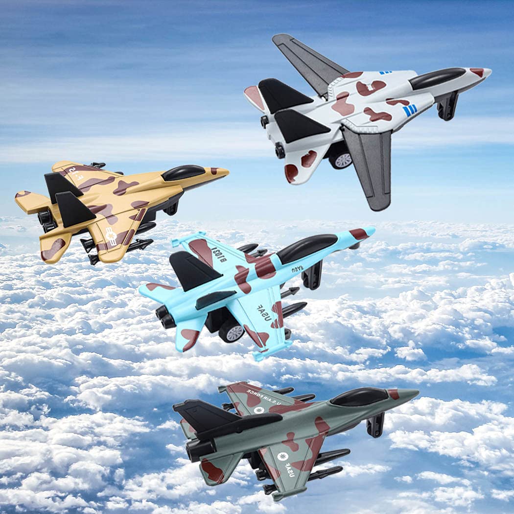 4 Pull-Back Airplanes Set Diecast Fighter Planes Toy for Kids Gift Party favor Collection - Ghosia Mall's