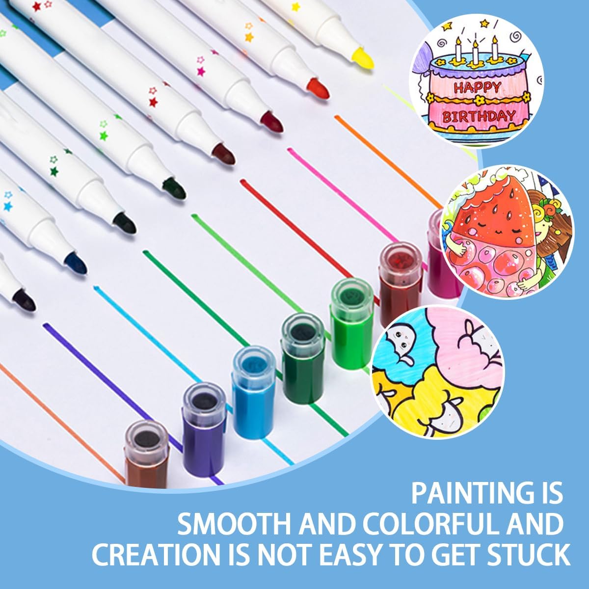 Stamp Marker Pen Dual Tips 12 Coloring Pen Set Kids Cute Pattern Marker color Pens - Ghosia Mall's