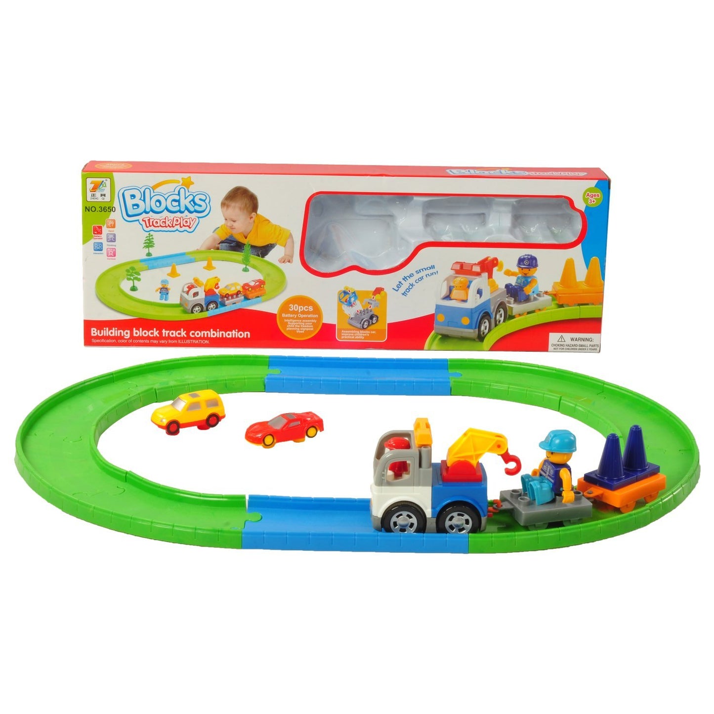 Blocks Train Track for Kids Building Block Train Playset with 30 Pcs, Battery Operated Toy Birthday Gift for Kids - Ghosia Mall's