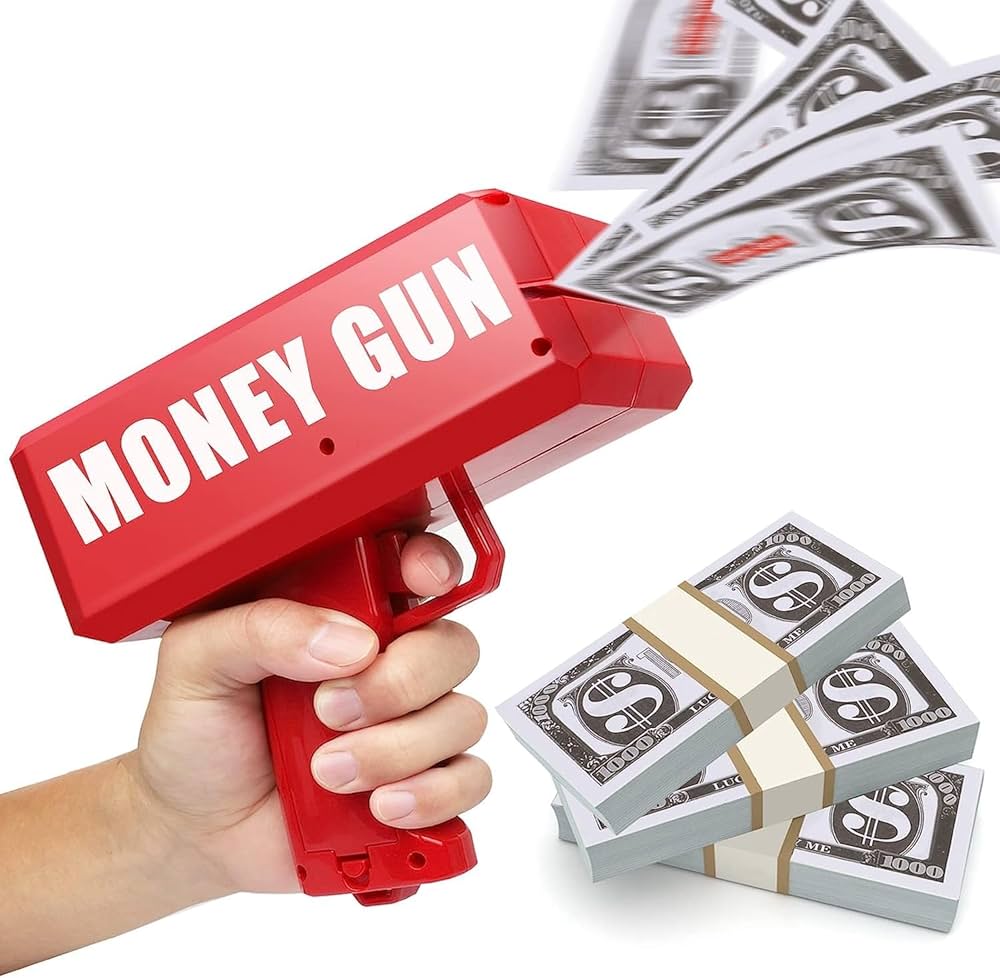 Money Gun Toy with 100 Fake Bills | Make It Rain Cash Shooter for Parties - Ghosia Mall's